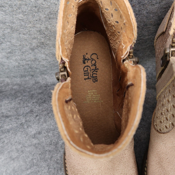 Corkys Shoes Womens 10 Booties Fashion Leather Double Zip Perforated Block Heel - Picture 11 of 16